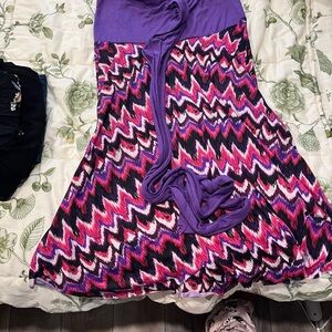 Catalina Purple and Pink Zigzag A-Line Skirt